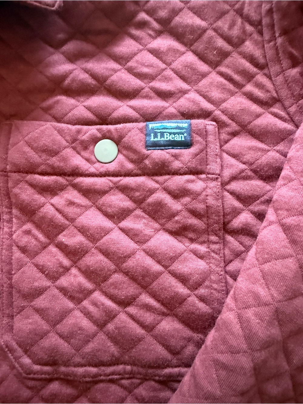 L.L. Bean Traditional Fit Quilted Snap Front Overshirt Burgundy Men’s XL Reg - Picture 2 of 9